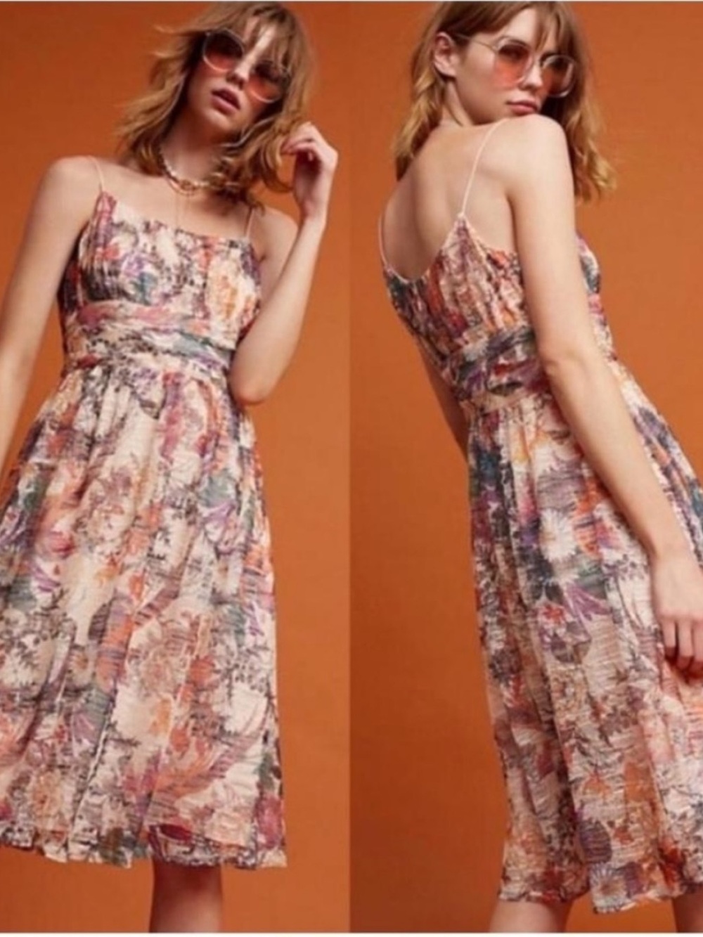 Maeve McKenzie Abstract Floral Lace Midi Dress Boho Wedding Guest Size 0